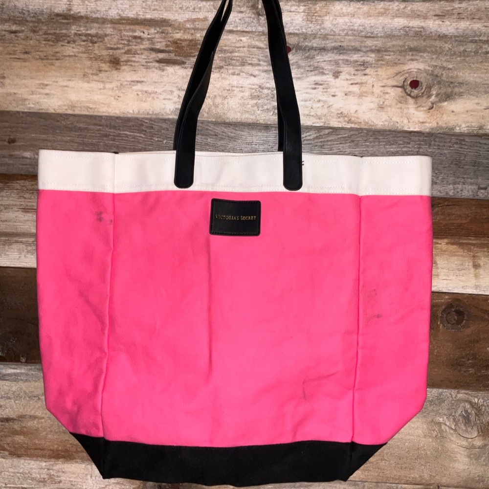 Victoria's Secret Bright Pink and Black Tote